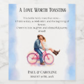 ロモダンカジュアルロ結婚マの芸術的カップル ワインラベル (シングルラベル)