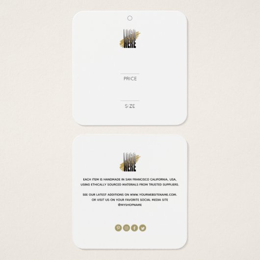 ロモダンゴぶら下がったのスクエア衣料価格ラベル (正面&裏面)