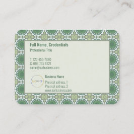 ロモダンゴエレガント抽象芸術花柄グリーン 名刺