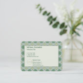 ロモダンゴエレガント抽象芸術花柄グリーン 名刺 (スタンド正面)