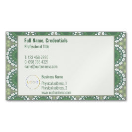 ロモダンゴエレガント春フローラ抽象芸術緑 マグネット名刺