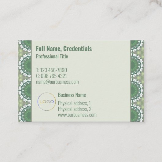 ロモダンゴエレガント春フローラ抽象芸術緑 名刺 (正面)