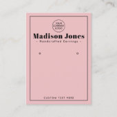 ロモダンゴミニマルピンクスタッドイヤリングディスプレイカード 名刺 (正面)