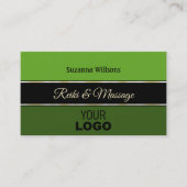 ロモダンゴ縁どと写真が付いた黒の緑 名刺 (正面)