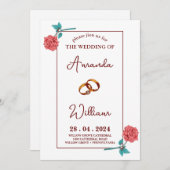 ロモダンシンプルエレガントロ結婚ス 招待状 (正面/裏面)