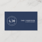 ロモダンパーソナライズされたゴQRネイビーブルー 名刺 (正面)