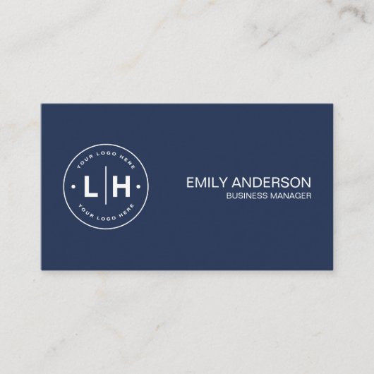 ロモダンパーソナライズされたゴQRネイビーブルー 名刺 (正面)