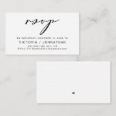 ロモダンマンス、黒字、結婚式のRSVP エンクロージャーカード (正面/裏面)