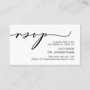 ロモダンマンス、黒字、結婚式のRSVP エンクロージャーカード