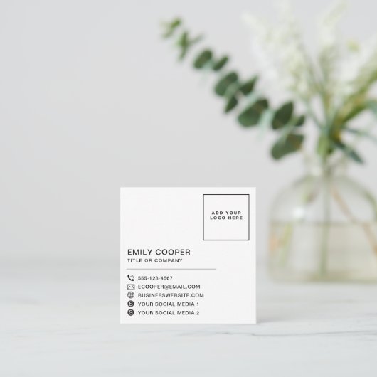 ロモダン千鳥格子のゴを黒と緑に追加 スクエア名刺 (スタンド正面)