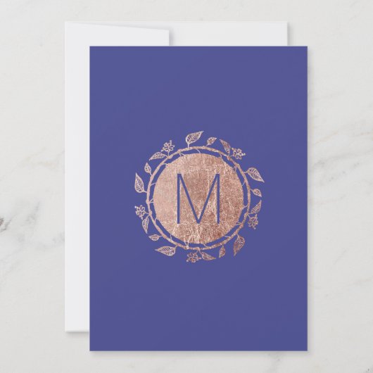 ロヤエレガントブルーバラ金ゴールドフローラスウィート16招待状 招待状 (裏面)