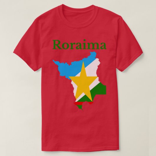 ロライマ地図州国旗ブラジル Tシャツ (デザイン正面)