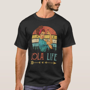 ロラライフウィメンロージーヴィンテージレトロデコールグランマ Tシャツ