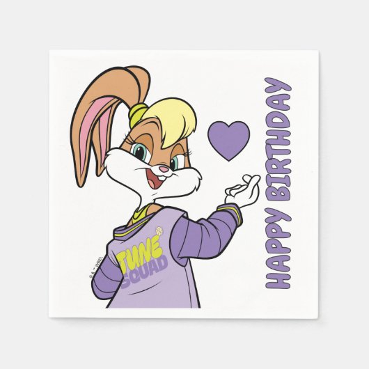 ロラ・チューンスクワッド™バーシティハート スタンダードカクテルナプキン (正面)