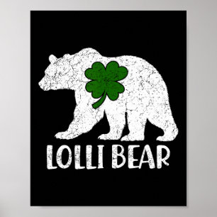 ロリおもしろいベアーグリーンシャームロックSt patricks day ポスター