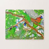 ロリカラフルスの枝 – パロッツ – 絵画s ジグソーパズル (横)