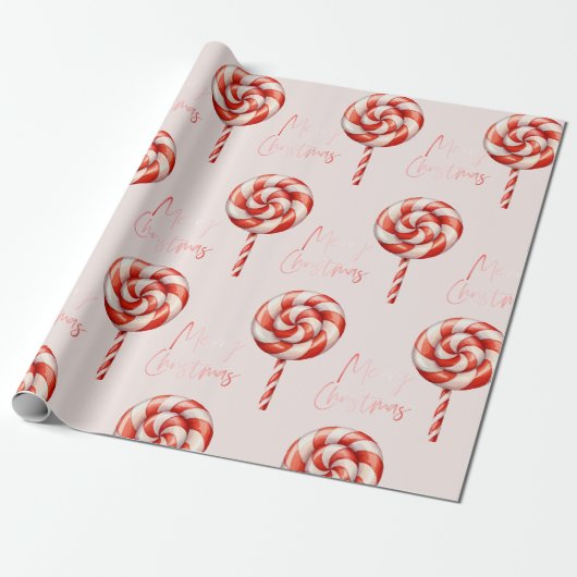ロリポップクリスマスキャンディメリークリスマス ラッピングペーパー (アンロールド)