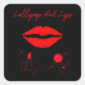 ロリポップ赤い唇。ガーリー口紅メイクアップキャンディ スクエアシール (正面)