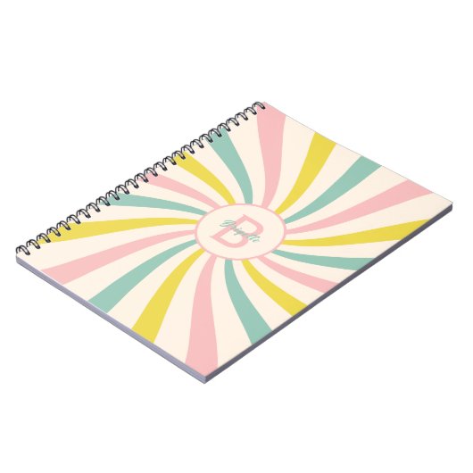 「ロリポップ・バイブス」, レトロなパステルカラーの渦巻き ノートブック (左側)