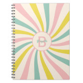 「ロリポップ・バイブス」, レトロなパステルカラーの渦巻き ノートブック (正面)