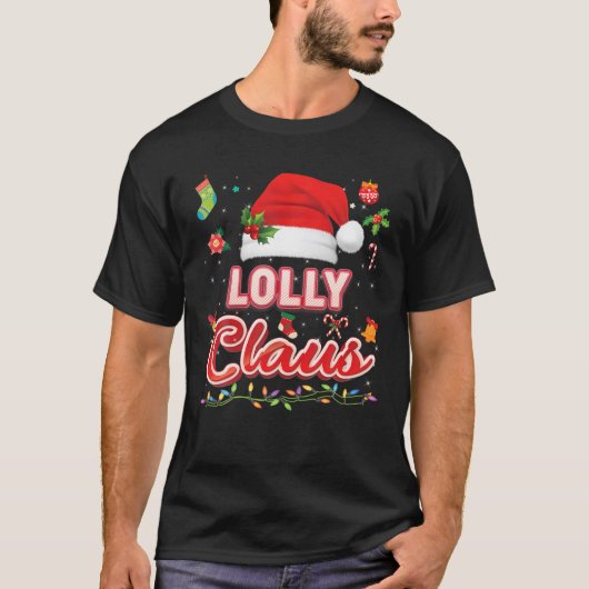 ロリークロースマッチングファミリークリスマスサンタパジャマ Tシャツ (正面)
