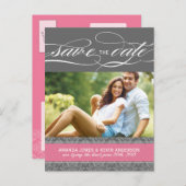 ロリーピンクとグレーダマスクの日付を保存 案内ポストカード (正面/裏面)