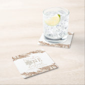 ロリーボホーベージュウィンターワンダーランドファースト誕生日 スクエアペーパーコースター (インサイチュ)