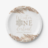 ロリーボホーベージュウィンターワンダーランドファースト誕生日 ペーパープレート (正面)