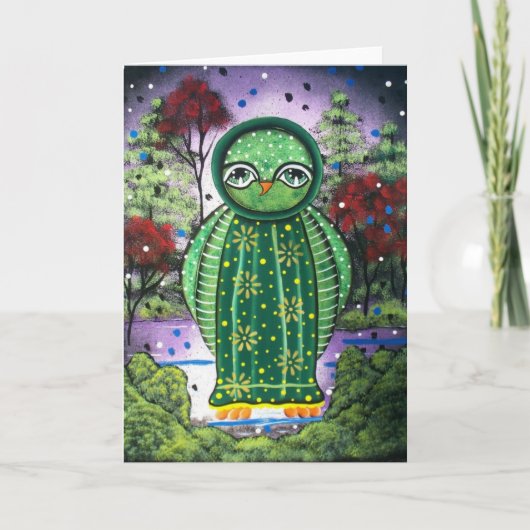 ロリ地方の挨拶状による民芸のお洒落で近いフクロウ カード (正面)