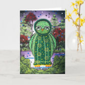 ロリ地方の挨拶状による民芸のお洒落で近いフクロウ カード (黄色い花)