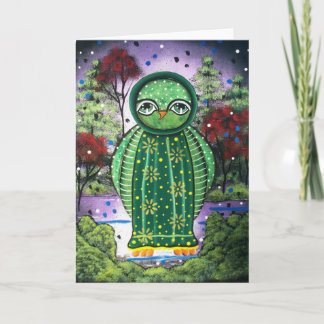 ロリ地方の挨拶状による民芸のお洒落で近いフクロウ カード