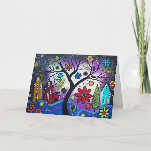 ロリ地方の挨拶状による民芸の虹のたそがれ カード (正面)