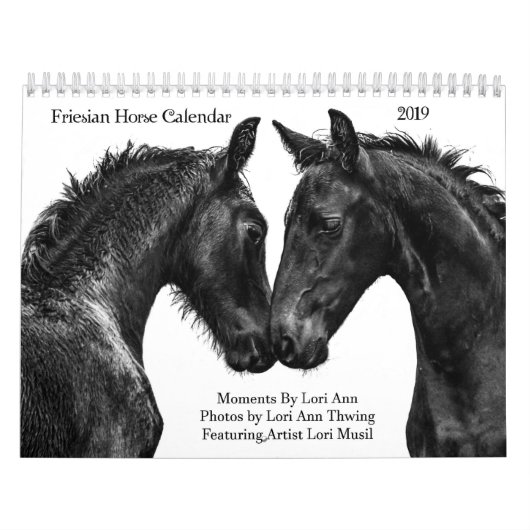 ロリ地方アン著2019年のFriesianの馬のカレンダーの時 カレンダー (カバー)