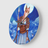 ロリ地方Karels著FreyaのNorseの女神の柱時計の芸術 ラージ壁時計 (傾斜)