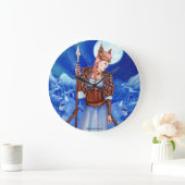 ロリ地方Karels著FreyaのNorseの女神の柱時計の芸術 ラージ壁時計 (ホーム)