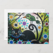 ロリ・エベレット - 死者の日、黒猫、鳥について ポストカード (正面/裏面)