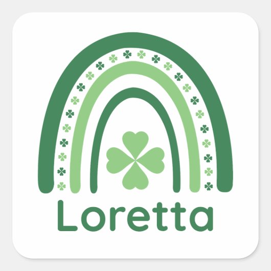 ロレッタネームクローバーボホーレインボー スクエアシール (正面)