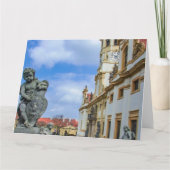 ロレト・プラハ教会の石天使と階段 カード (裏面)