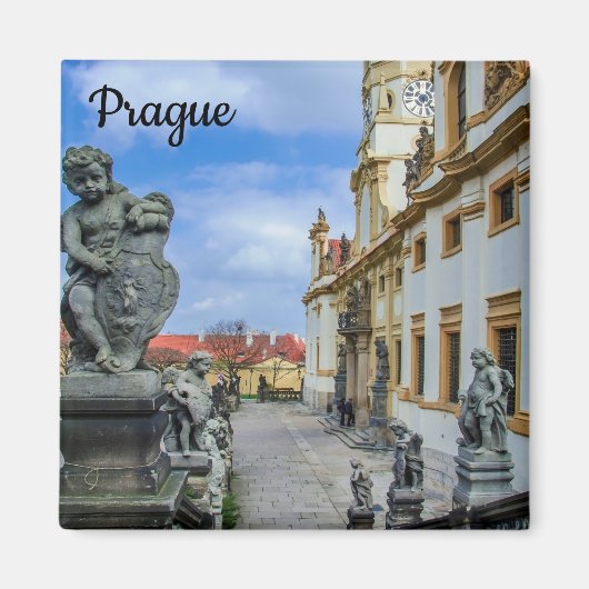 ロレト・プラハ教会の石天使と階段 マグネット (正面)