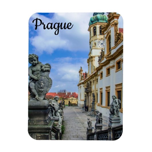 ロレト・プラハ教会の石天使と階段 マグネット (縦)