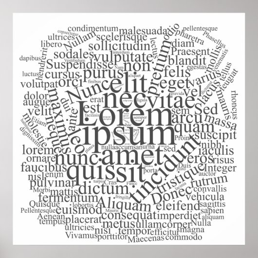 ロレムIpsum Word Cloud – グレーバージョン ポスター (正面)