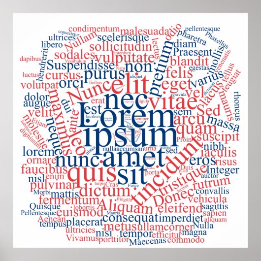 ロレムIpsum Word Cloud - Red-Blueバージョン ポスター (正面)