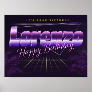 ロレンツォ名Vorname lila retroポスターGeburtstag ポスター