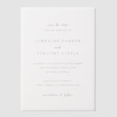 ロレーヌエレガントモダン結婚式の日付を保存 ベラム紙招待状 (正面)