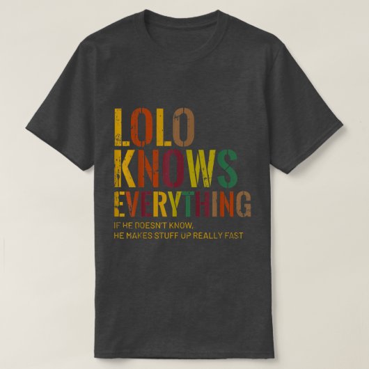 ロロはおじいちゃんの日を何でも知っている Tシャツ (デザイン正面)
