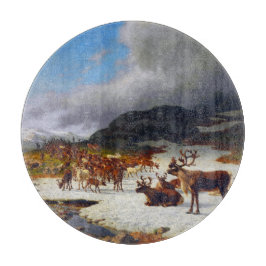 ロロスの北の山の中のトナカイの群れ カッティングボード