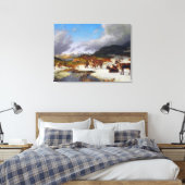 ロロスの北の山の中のトナカイの群れ キャンバスプリント (インサイチュ (寝室))