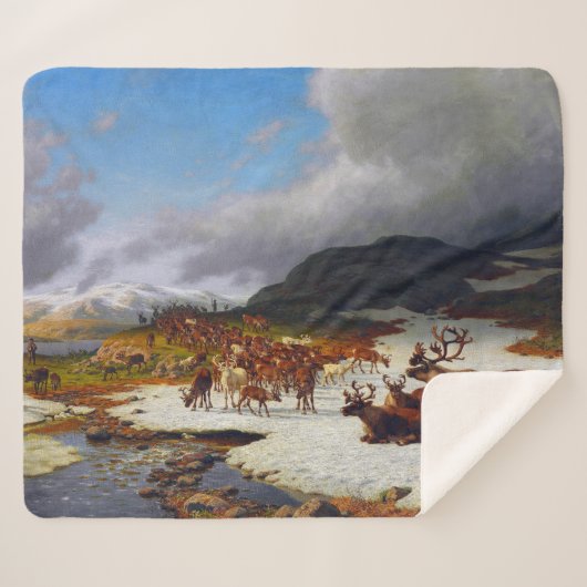 ロロスの北の山の中のトナカイの群れ シェルパブランケット (正面(横))