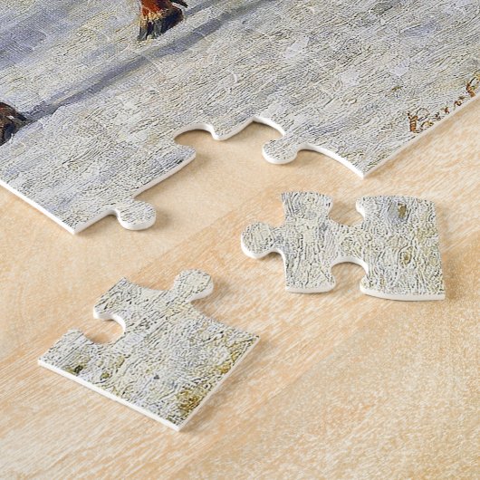 ロロスの北の山の中のトナカイの群れ ジグソーパズル (側面)