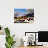 ロロスの北の山の中のトナカイの群れ ポスター (ホームオフィス)